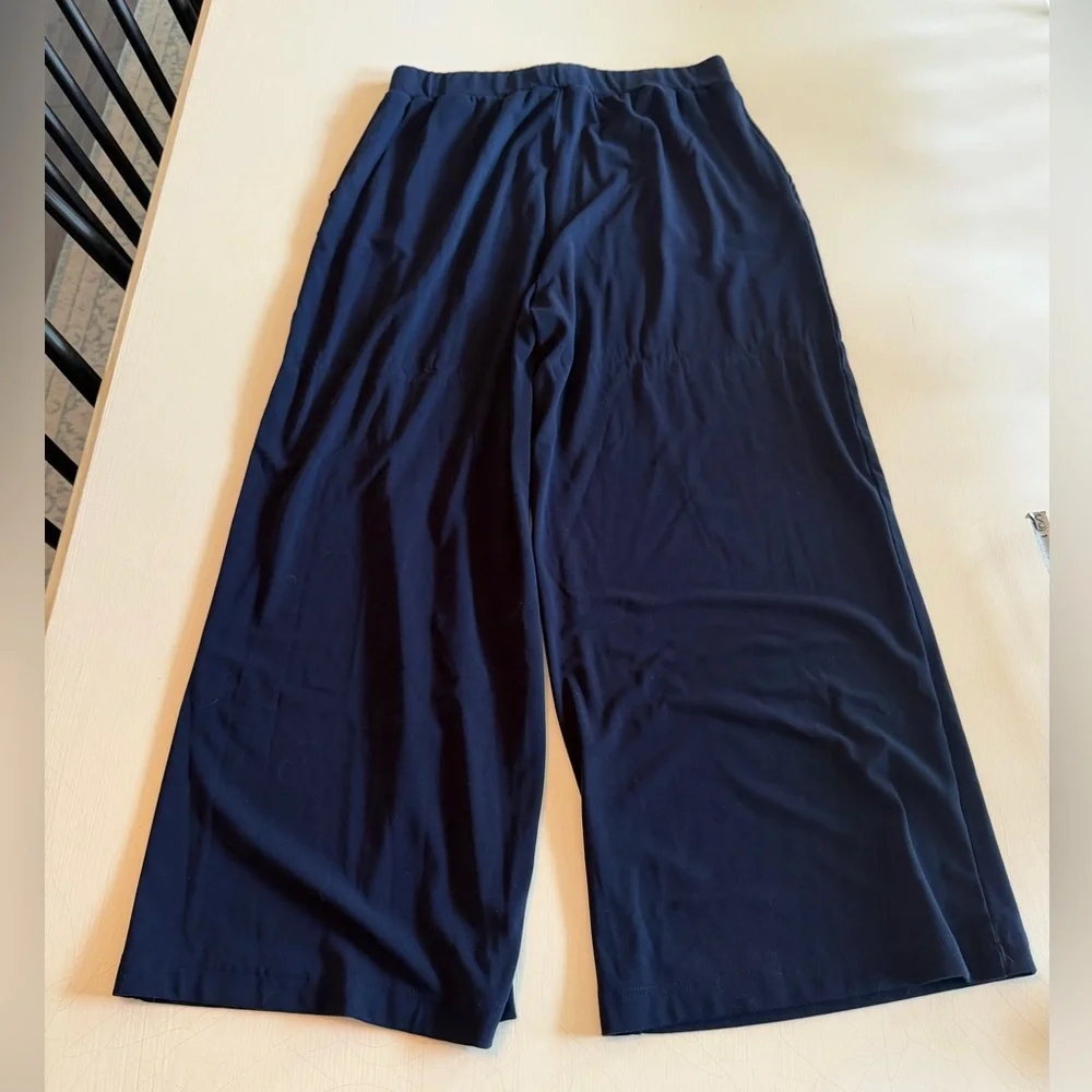 Cozy Earth Women's Bamboo Stretch-Knit Wide Leg Pant Navy Blue XL - Picture 8 of 11